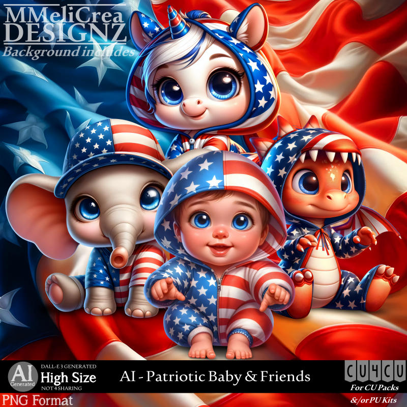 (image for) AI - CU4CU - Patriotic Baby & Friends (CU4CU/PNG/PACK)